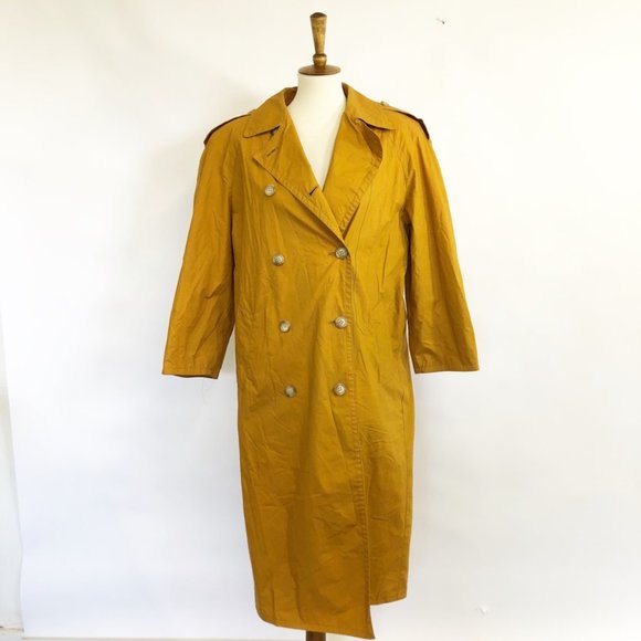Vintage Jackets & Blazers - VTG 90's Harve Benard Yellow Ochre Trench Coat 6